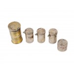 5 anointing vessels, Brass and silver