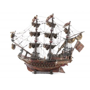 Model ship, wood, lines & ropes