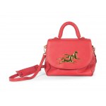 Leather handbag, with two golden brass horses