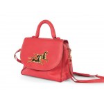 Leather handbag, with two golden brass horses