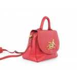 Leather handbag, with two golden brass horses
