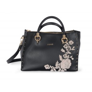 Liu Jo handbag, Black faux leather with decoration on the front