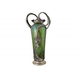 Glass vase with metal mounting, Johann Loetz Witwe, Klostermühle