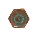 Tiffany Studios NYC, Soliflor vase with bronze base