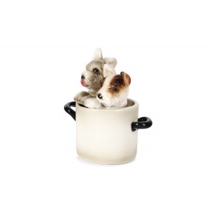 2 Terriers in pot, Version Goldscheider
