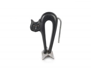 Cat in the style of Werkstätte Hagenauer Vienna, wood metal