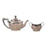 Teapot & sugar bowl, Silver marked