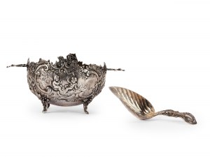 Sugar bowl with spoon, Around 1900