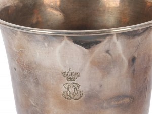 Silver cup, Engraved with princely hat and monogram