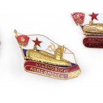 Mixed lot, Pair of Soviet Komsomolets badges with submarine motifs