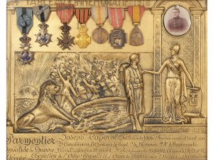 Arrangement of 7 medals on relief, Belgium