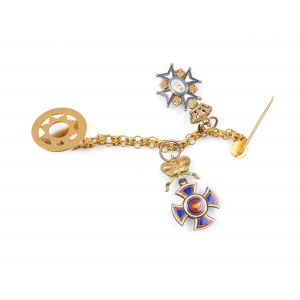 Miniature medal necklace with Russian medals, Gold-plated silver