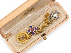 Miniature medal necklace with Russian medals, Gold-plated silver