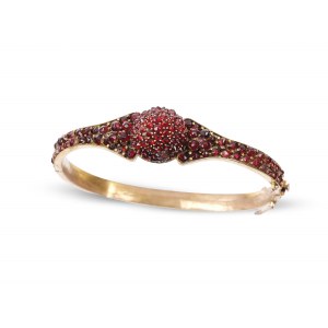 Bangles, Gold-plated brass with garnets