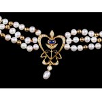 3-row pearl necklace, 18kt yellow gold