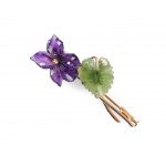Brooch in the shape of a flower, 14 ct yellow gold marked