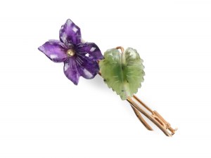 Brooch in the shape of a flower, 14 ct yellow gold marked