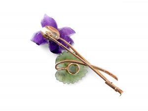 Brooch in the shape of a flower, 14 ct yellow gold marked