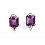 Pair of stud earrings, 14 ct white & yellow gold