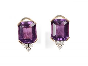 Pair of stud earrings, 14 ct white & yellow gold