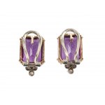 Pair of stud earrings, 14 ct white & yellow gold