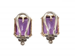 Pair of stud earrings, 14 ct white & yellow gold