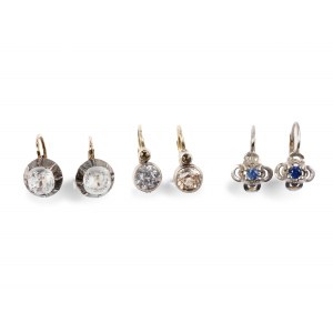Mixed lot: 3 pairs of earrings, white & yellow gold