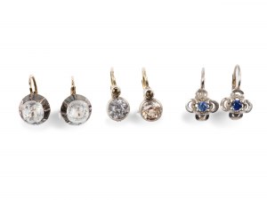 Mixed lot: 3 pairs of earrings, white & yellow gold