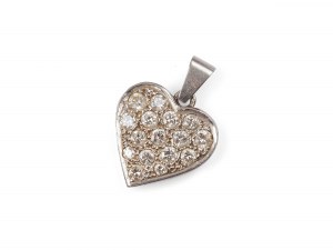 Pendentif en forme de coeur, Or blanc avec diamants