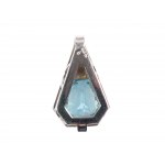 Pendant with aquamarine, 14kt white gold marked