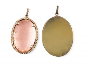 Pair of medallions with Madonnas, enamel painting