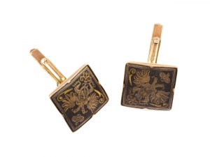 Paire de boutons de manchette, avec aigle bicéphale russe