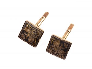 Paire de boutons de manchette, avec aigle bicéphale russe