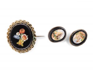 Mixed lot, Pair of cufflinks & brooch