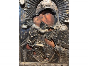Russian icon with Siberoklad, Mother of God