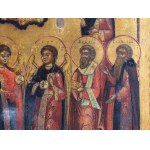 Icon, Archangel Michael and Gabriel with the guardian angel Anhel with five saints