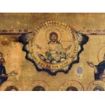 Icon, Archangel Michael and Gabriel with the guardian angel Anhel with five saints