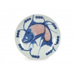 Plate with fish motif, Porcelain colorfully painted