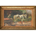 Wojciech Kossak (1856-1942), Harness with a white horse, 1932
