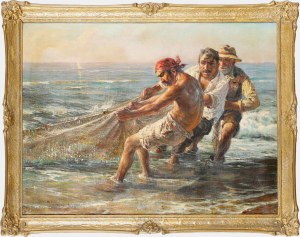 Jakub Michał Kasprowicz (1905-1975), Rybacy ciągnący sieci, 1951