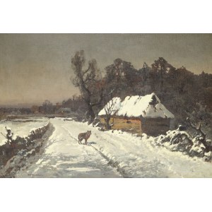 Wiktor Korecki (1890-1980), Pejzaż zimowy z wilkiem