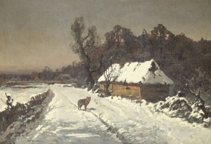 Wiktor Korecki (1890-1980), Pejzaż zimowy z wilkiem