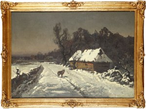 Wiktor Korecki (1890-1980), Pejzaż zimowy z wilkiem