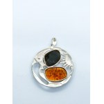Moon and Sun Pendant Natural Baltic Amber with Silver