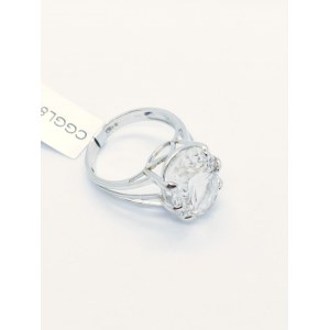 Prsten s horským křišťálem 11,58 ct, stříbro 925, certifikát Gemporia