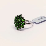 Silver ring with natural Russian diopsides