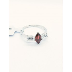 Ring with garnet 1.26, white topazes 0.92ct, 925 silver, RocksTV certificate