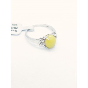 Pierścionek z 1 zielonym opalem 2.16 ct, 2 białymi topazami 0.02 ct, srebro 925, certyfikat RocksTV