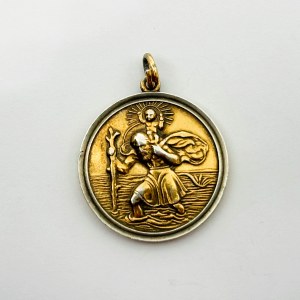 Silver pendant with an image of St. Christopher