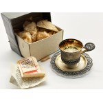 Filigree silver-plated cup with plate 